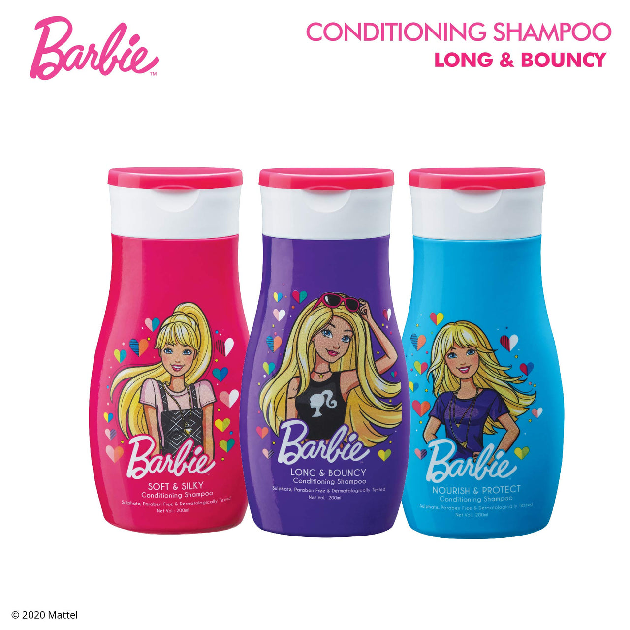 Barbie Conditioning Shampoo - Long & Bouncy, Sulphate, Paraben & Gluten Free, Enriched With Vegetable Protein, Dermatologically Tested, 200ml, Purple