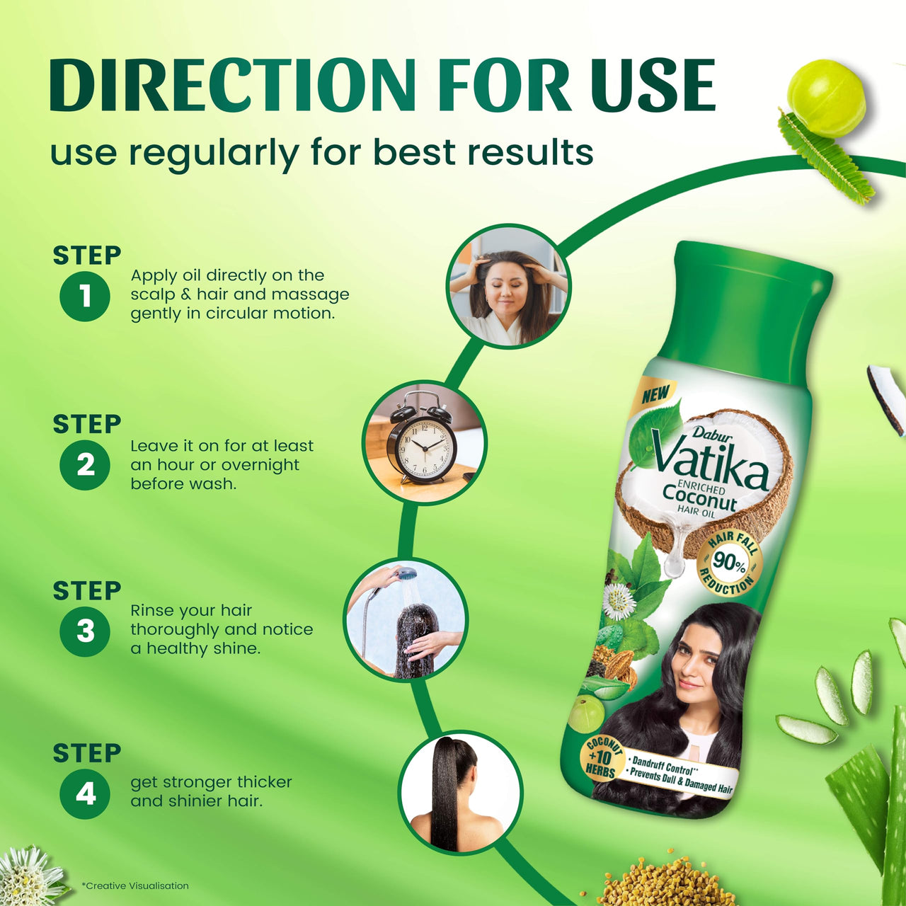 Vatika Enriched Coconut Hair Oil , 450 ml - Clinically Tested to Reduce 50% Hairfall in 4 Weeks