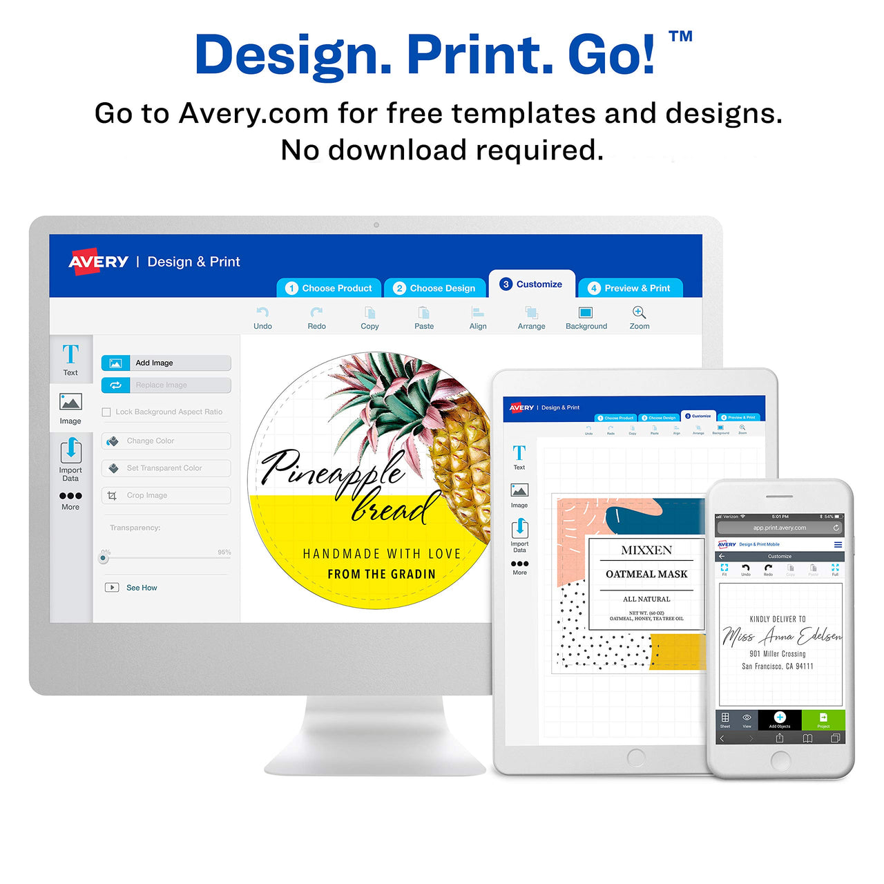 Avery Printable Blank Rectangle Labels, 3.5" x 4.75", White, 32 Customizable Labels (22827)