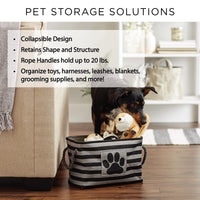 Bone Dry Pet Storage Collection Paw and Bone Print, Large Rectangle, 17.5x12x15, Taupe Trellis