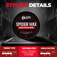 Beardo Spider Wax Hair Styling Web 75g | Web Effect, Texture, Volume, Sculpting, Flexible Hair Wax | Strong Hold, Natural Shine | Long-lasting Hair Fibre