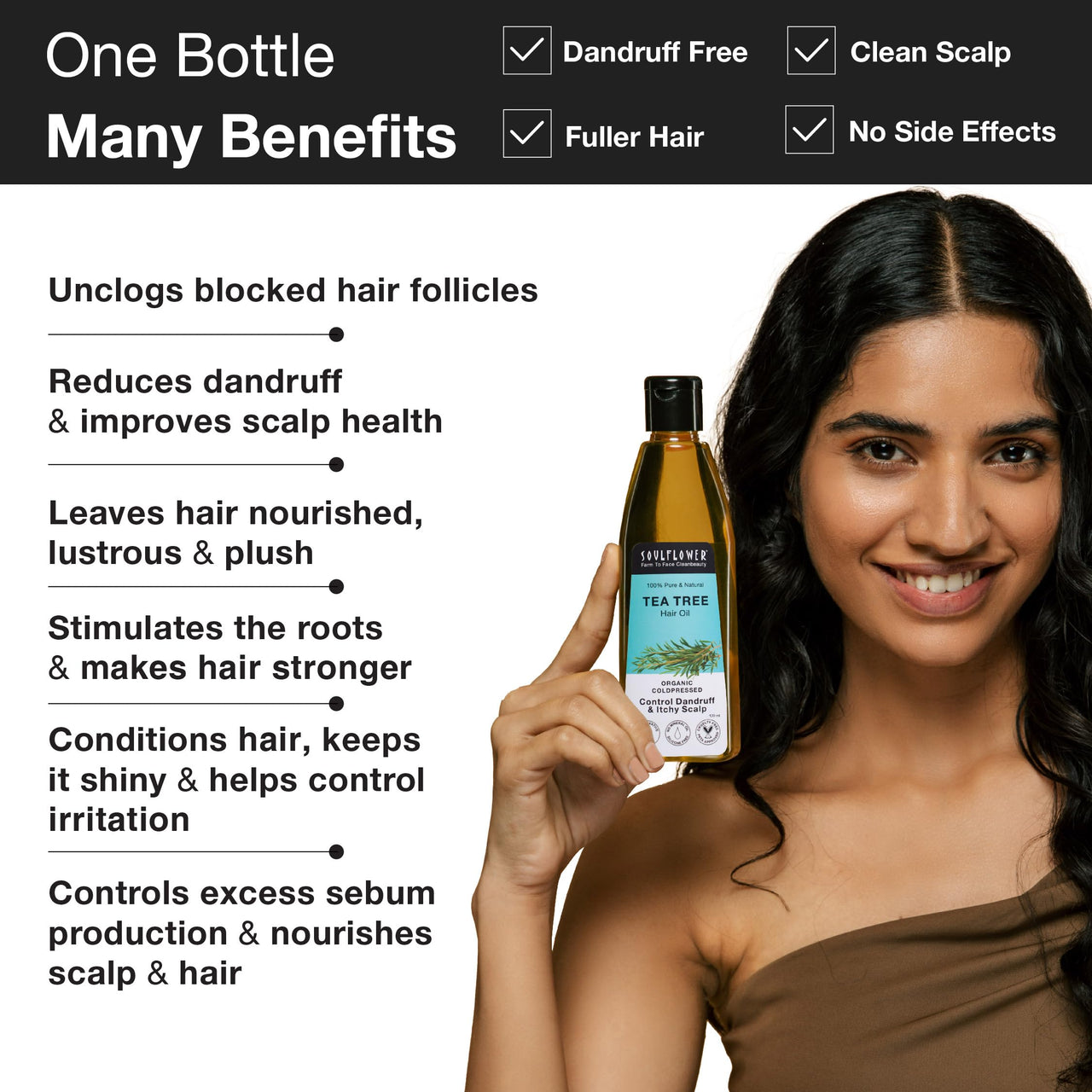 Soulflower Tea Tree Scalp and Anti Dandruff Hair Oil, 120ml