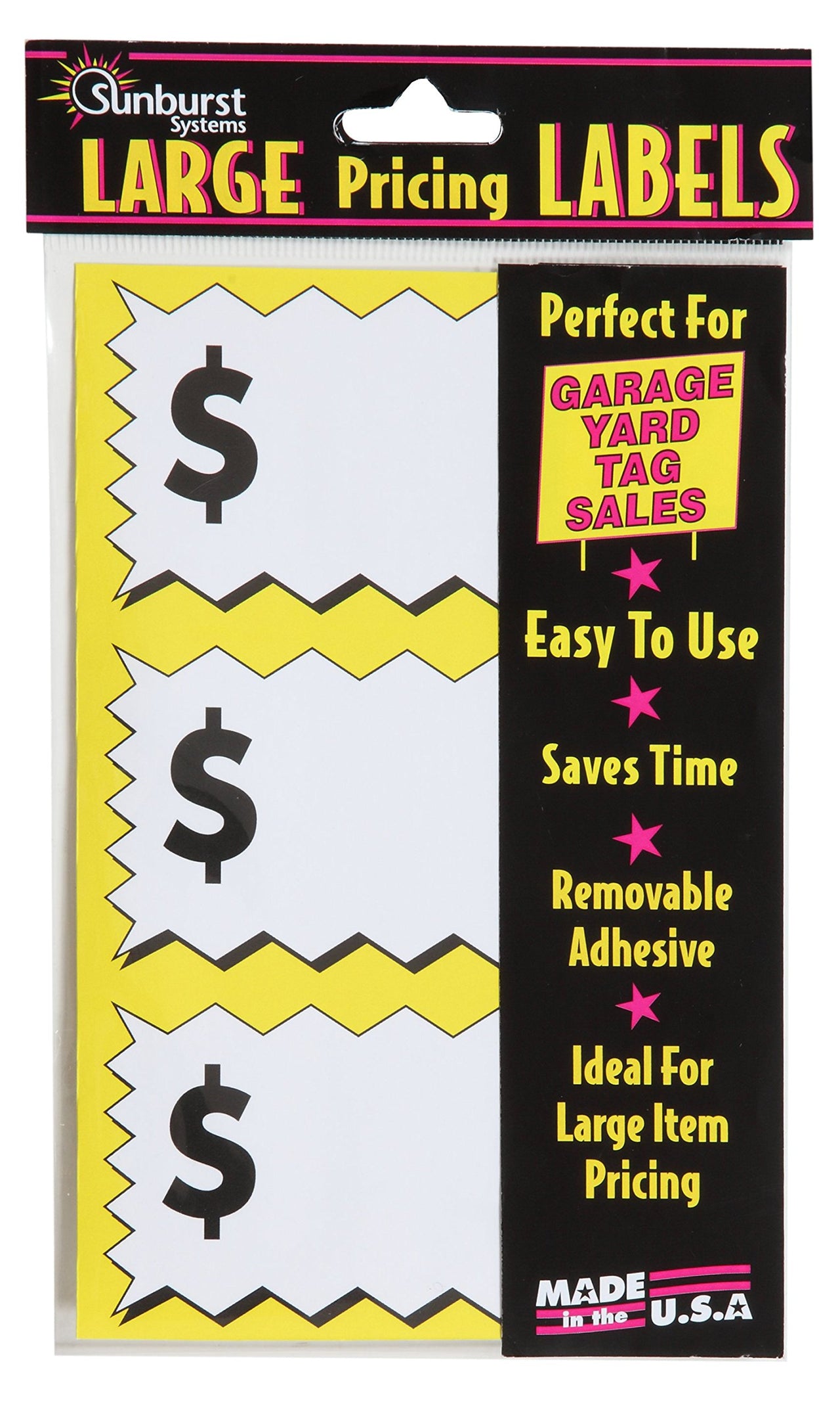 7071 Large Item Pricing Stickers, 75 Count, with Space to Write Pricing, 4" x 2.25", Yellow and White