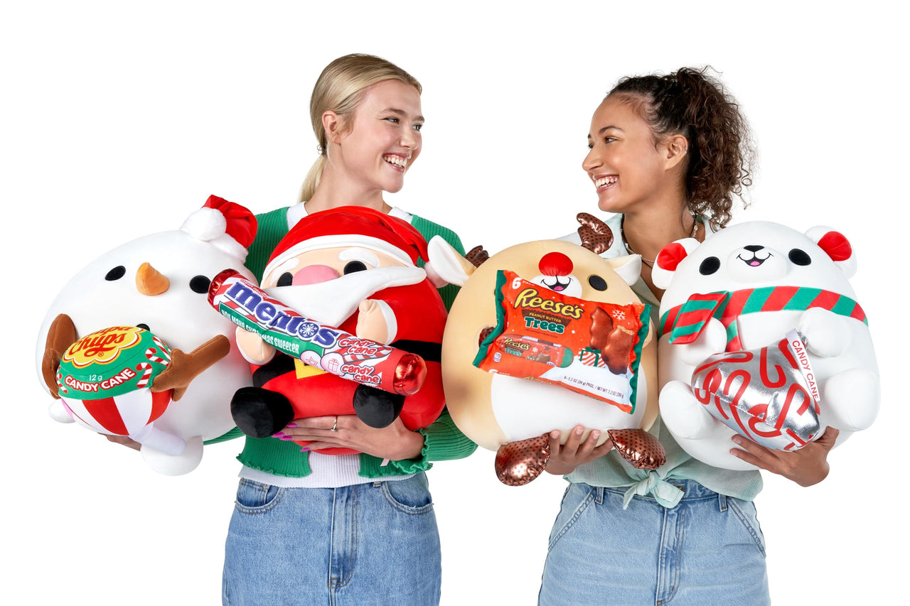 Snackles Christmas Polar Bear & Kisses 14 Inch Plush by ZURU, Ultra Soft Plush, Collectible Plush with Real Licensed Brands, Stuffed Animal, Giftable, Holiday Polar Bear (Kisses)