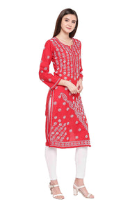 Ada Hand Embroidered Lucknowi Chikankari Ethnic Wear Cotton Kurta Kurti Tunic for Women