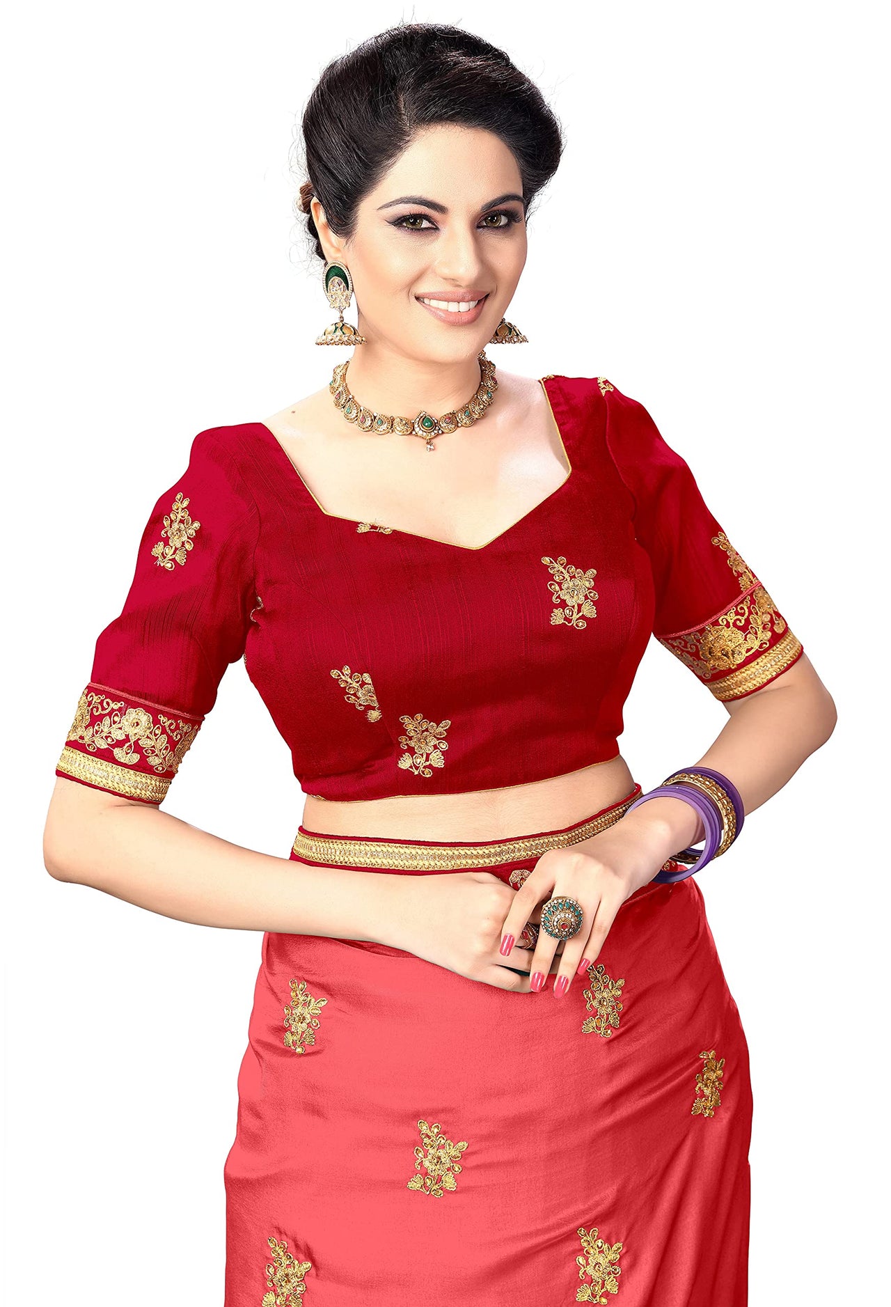 PANASH TRENDS Women's  Barfi Silk Heavy Embroidery Work Saree