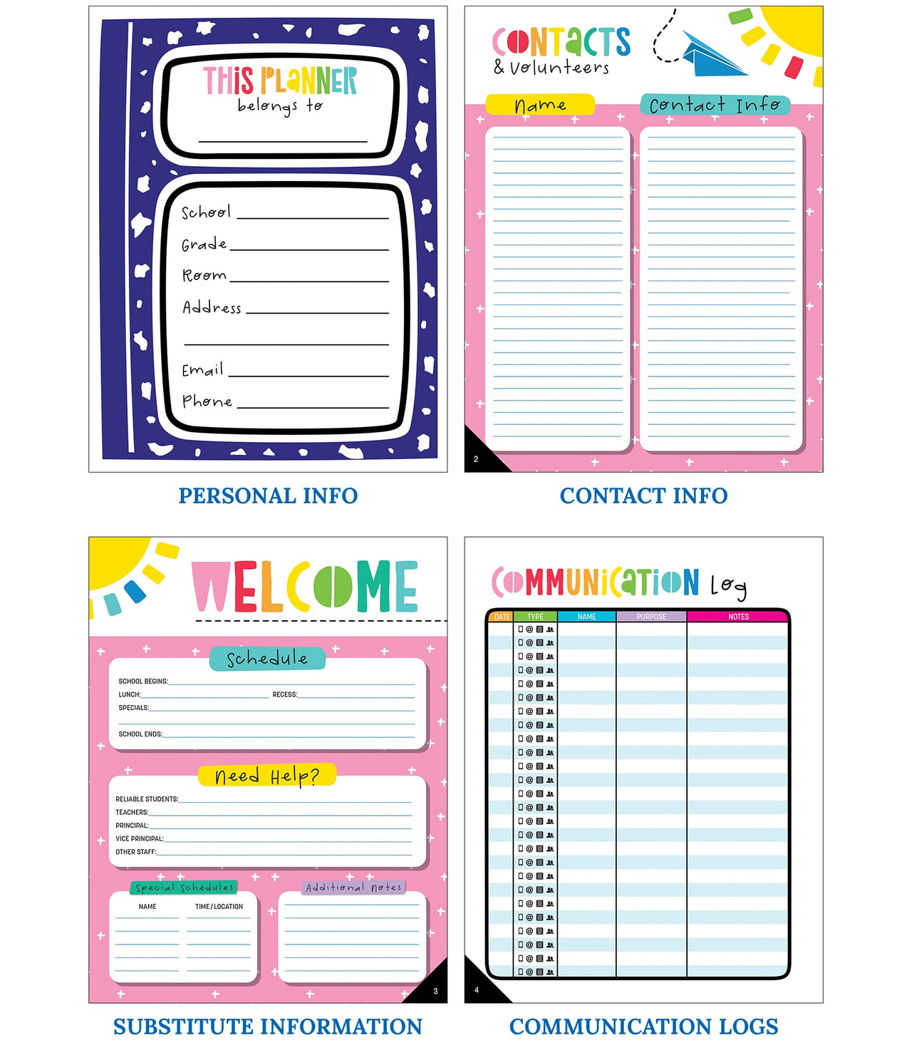 Carson Dellosa Happy Place Teacher Lesson Planner With Stickers, 8" x 11" Undated for Classroom Organization and Boho Rainbow Décor