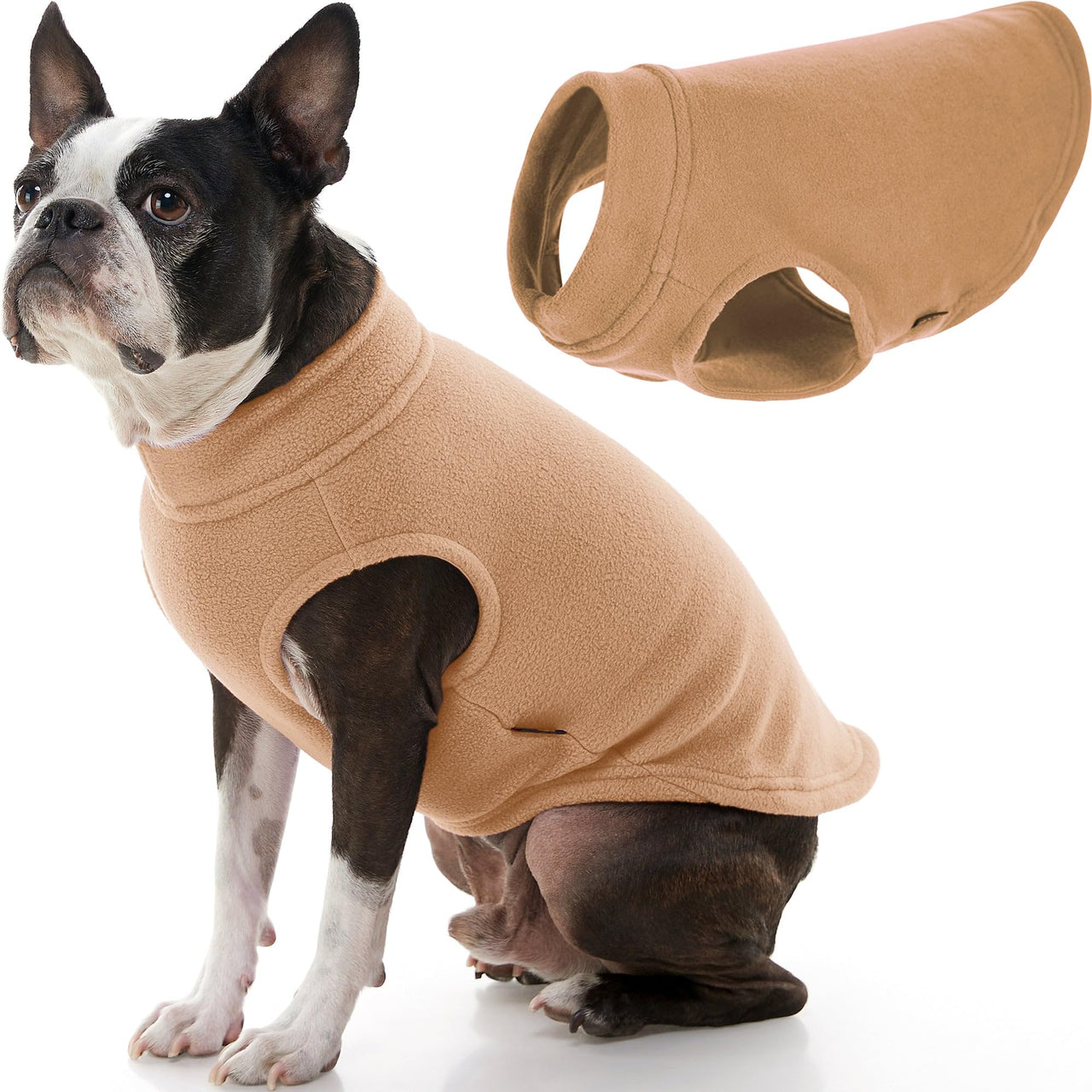 Gooby Stretch Fleece Vest Dog Sweater - Sand, 2X-Large - Warm Pullover Fleece Dog Jacket - Winter Dog Clothes for Small Dogs Boy or Girl - Dog Sweaters for Small Dogs to Dog Sweaters for Large Dogs XX-Large Length (18.5")
