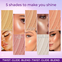 Just Herbs Born To Shimmery Golden Glow Smooth | Portable | Moisturises & Hydrates infused with Shea Butter and Cica Single Stroke All Day Long Highlighter for Women 14g