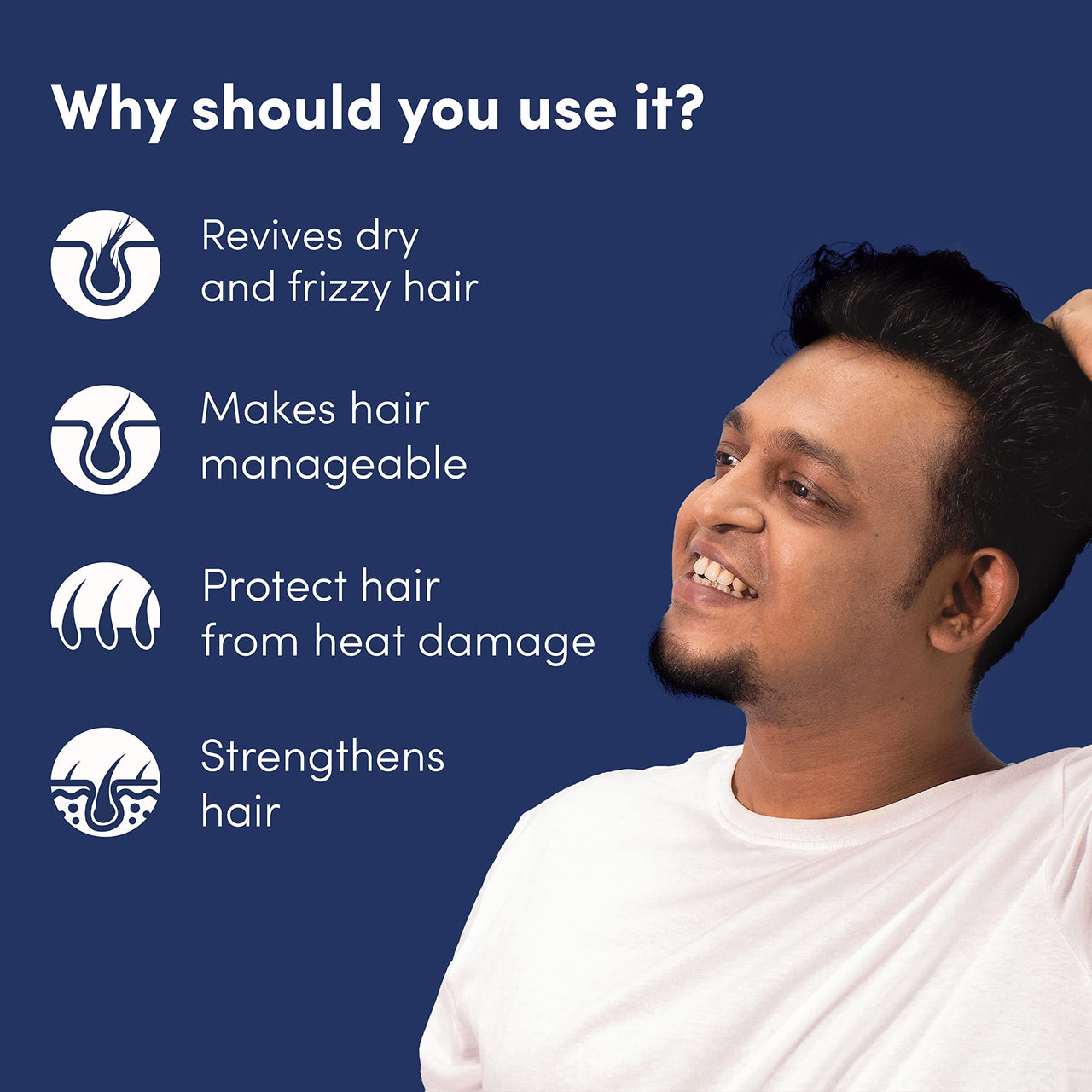 Man Matters Hair Serum for Men With Jojoba and Argan oil | For Silkier, Shinier, Smoother & Frizz Free Hair | Instant Shine & Smoothness | Non Sticky Hair Serum | 90ml