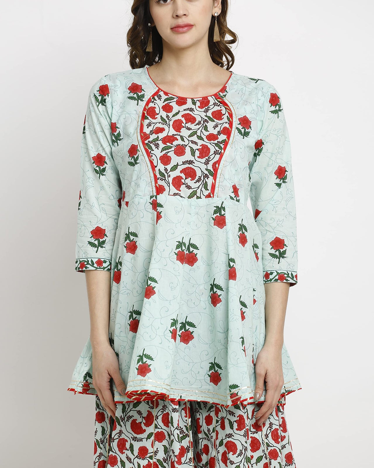 Rajnandini Women's  Pure Cambric Cotton Floral Printed Kurta Set With Dupatta