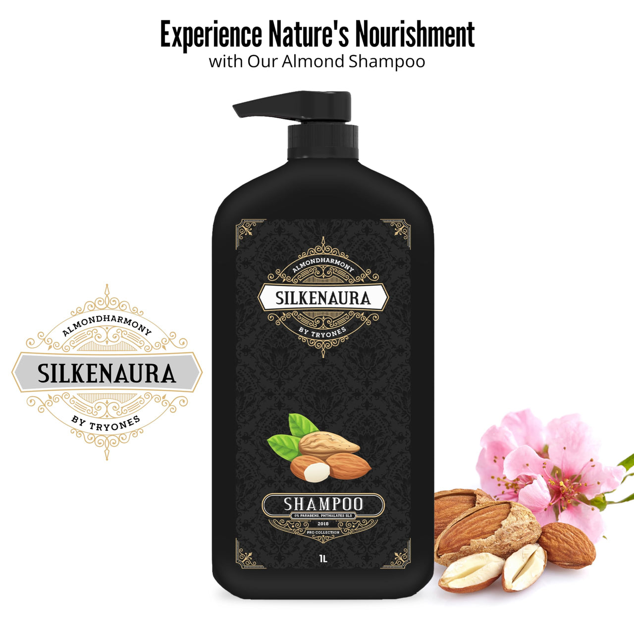 TryOnes Almond Shampoo For Nourished & Smooth Hair | Intense Nourishment | Helps in Hair Strenghtening 1000 ml