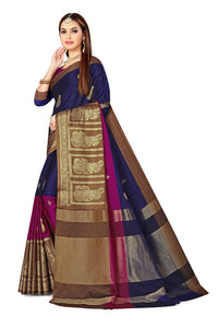 GRECIILOOKS Women Soft Cotton & Silk Saree For Women Banarasi Saree With Un-stitched Blouse piece