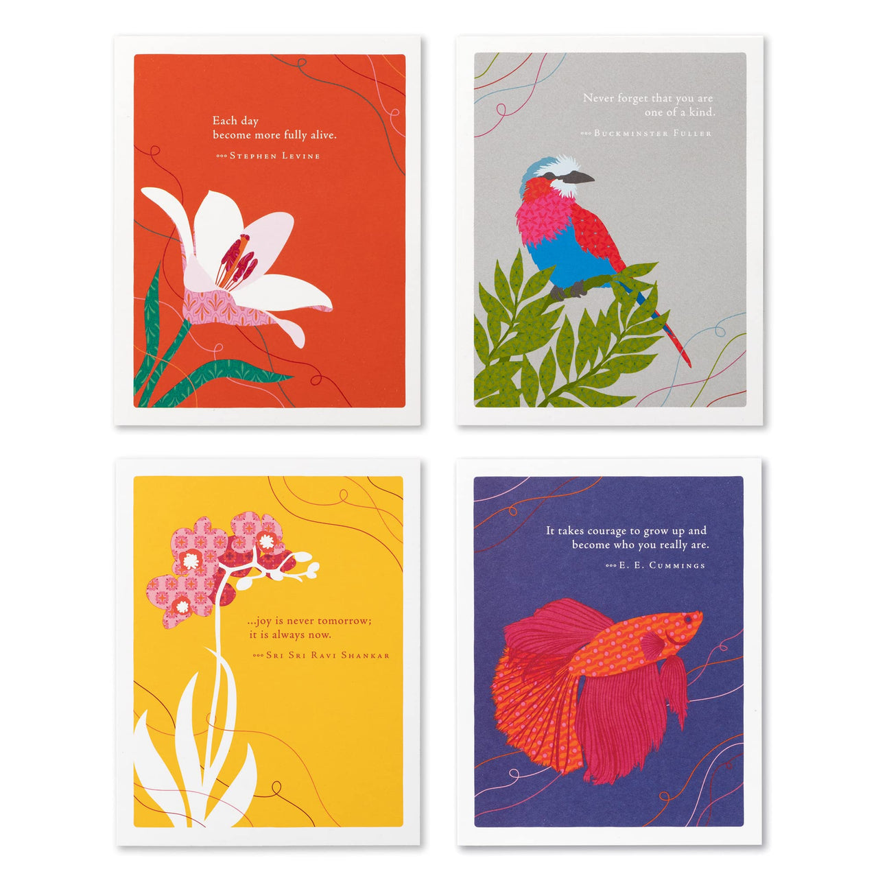 Compendium Positively Green 4-Pack of Birthday Cards - Nature Themed Cards with Envelopes Birthday - Nature