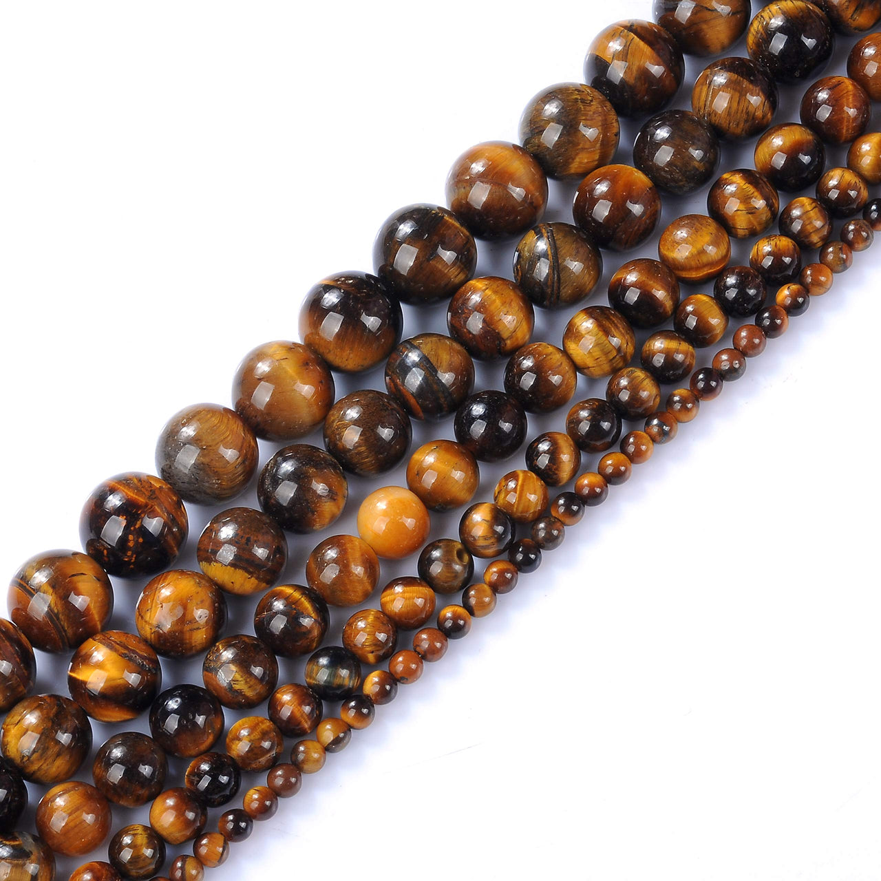 Natural Stone Beads 8mm Yellow Tiger Eye Gemstone Round Loose Beads Crystal Energy Stone Healing Power for Jewelry Making DIY,1 Strand 15"