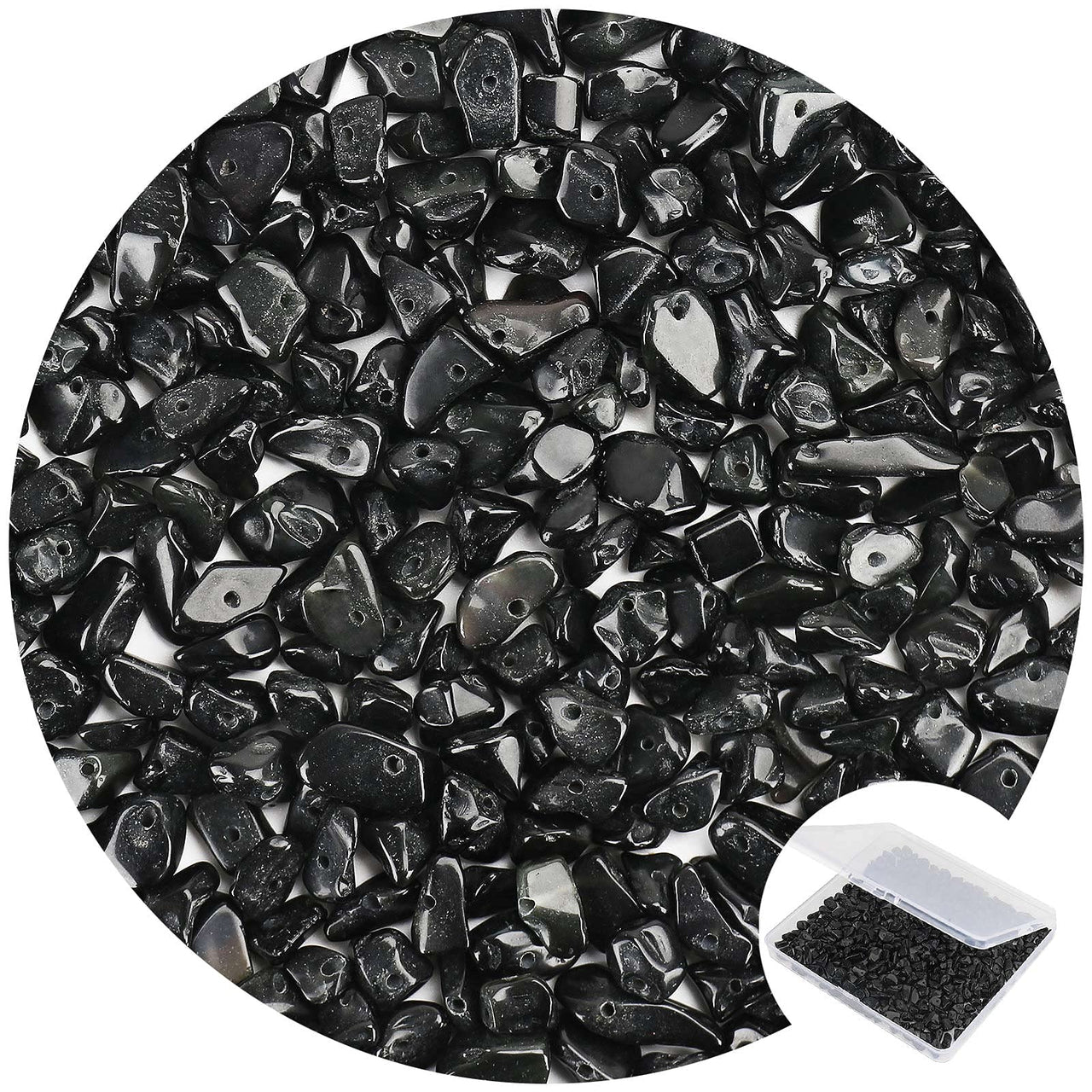 456 PCs Natural Chip Stone Beads, 5-8mm Irregular Multicolor Gemstones Loose Crystal Healing Black Obsidian Onyx Rocks with Hole for Jewelry Making DIY Crafts
