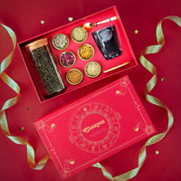 Chaayos Herbal Premium Gift Diwali Hampers | Contains Green Tea with Six natural Ingradients with Steel tea Infuser, Glass Mug & Golden Spoon for Tea & Coaster | Whole Leaf Green Tea Set | Green Tea Gift Box | Diwali Gift pack | Whole Leaf Green Tea Set |
