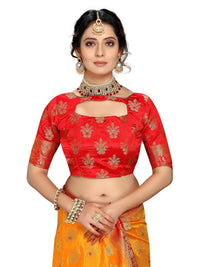 C J Enterprise Women's  Pure Kanchipuram Silk Sarees For Wedding With Un-Stitched Blouse Piece (D11 paithani)