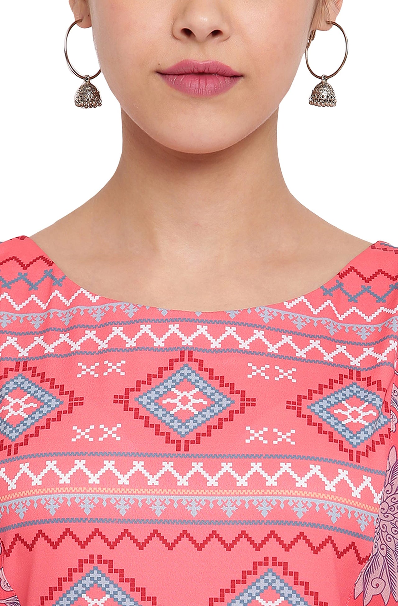 Janasya Women's  Coral Poly Crepe Kurta