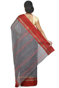 WoodenTant Women's  Pure Cotton Tant Saree In Grey  without blouse piece
