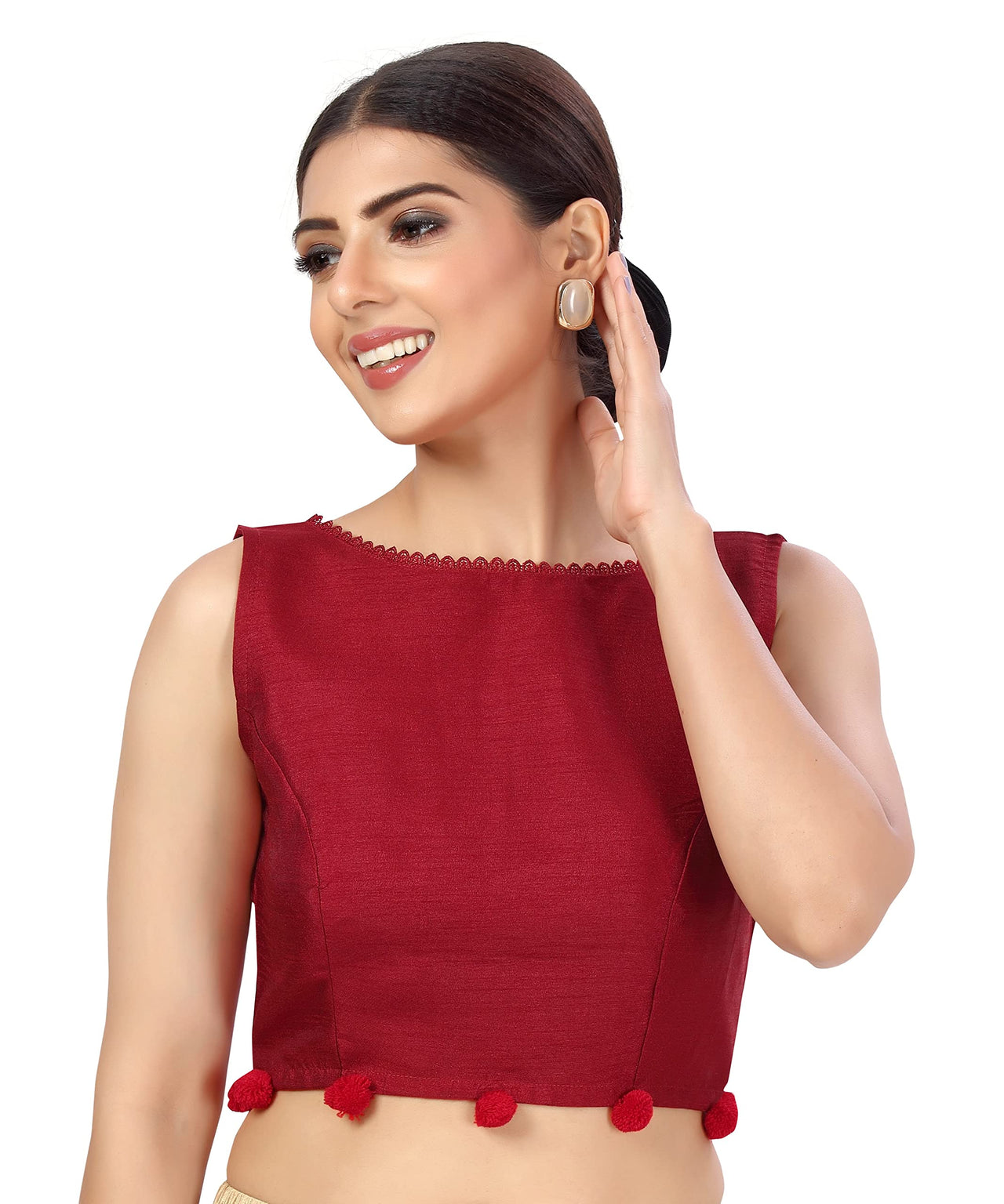 X3 Women's  Polyester Silk Sleeveless Saree Blouse