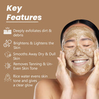 Glamveda Rice Water Brightening Face Scrub For Women | For Lightens Skin | Reduces Pigmentation & Tanning | Paraben Free | 100gm