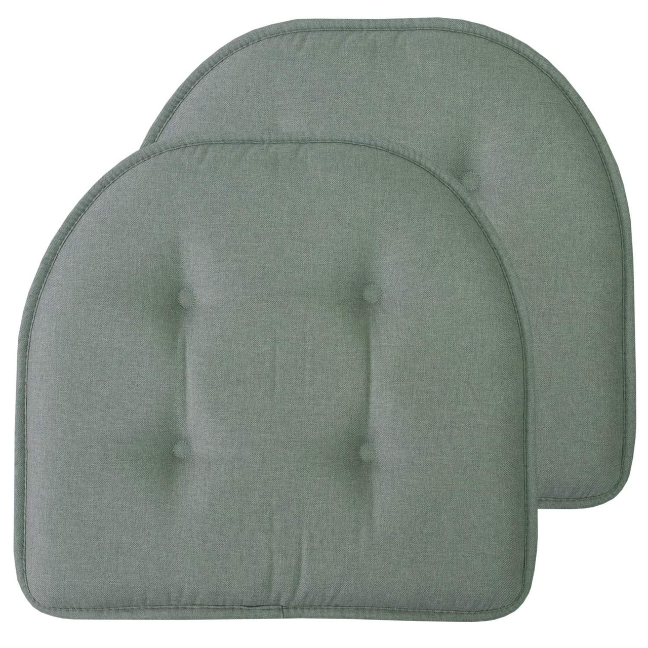 Sweet Home Collection Chair Cushion Memory Foam Pads Tufted Slip Non Skid Rubber Back U-Shaped 17" x 16" Seat Cover, 2 Count (Pack of 1), Scuba Green 2 Pack