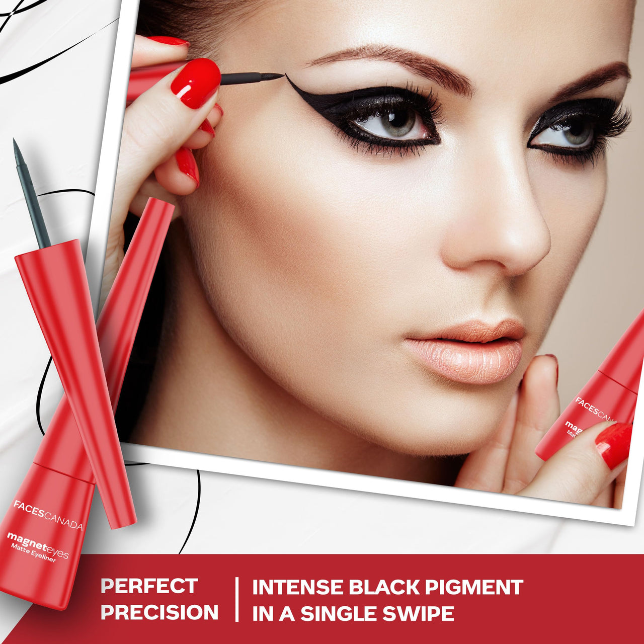 FACES CANADA Magneteyes Eyeliner - Black, 4.5ml | Intense Matte Finish | Quick Drying | 24HR Long Lasting | Fine Tip For Precise Smooth Application | Almond Oil Enriched | Waterproof | Smudgeproof