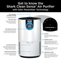 Shark Air Purifier for Home, Office, and Bedroom, Clean Sense Technology, HEPA Air Filter, 1200 Sq Ft, Captures 99.98% of Particles, Pet Dander, Pollutants, Dust, Smoke, Allergens & Smells, HP202 Black 1200 Sq. Ft.