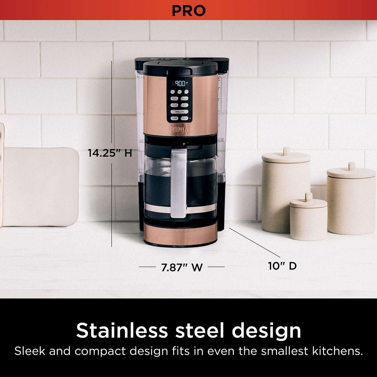 Ninja Programmable XL 14-Cup Coffee Maker PRO, 14-Cup Glass Carafe, Freshness Timer, with Permanent Filter, Black Stainless Steel, DCM201BK
