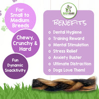 Nature Gnaws Braided Gnaws for Dogs - Premium Natural Beef Dog Chew Treats - Combo of Bully Sticks, Gullet Jerky and Tripe Twists - Rawhide Free 12 Count (Pack of 1)