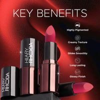 Hilary Rhoda Creamy Touch Lipstick | Infused with Olive Oil, Shea Butter & Vitamin E | Highly Pigmented & Creamy Texture | Long Lasting & Keeps Lips Moisturising - 4g(Fiery Red - Shade 09)