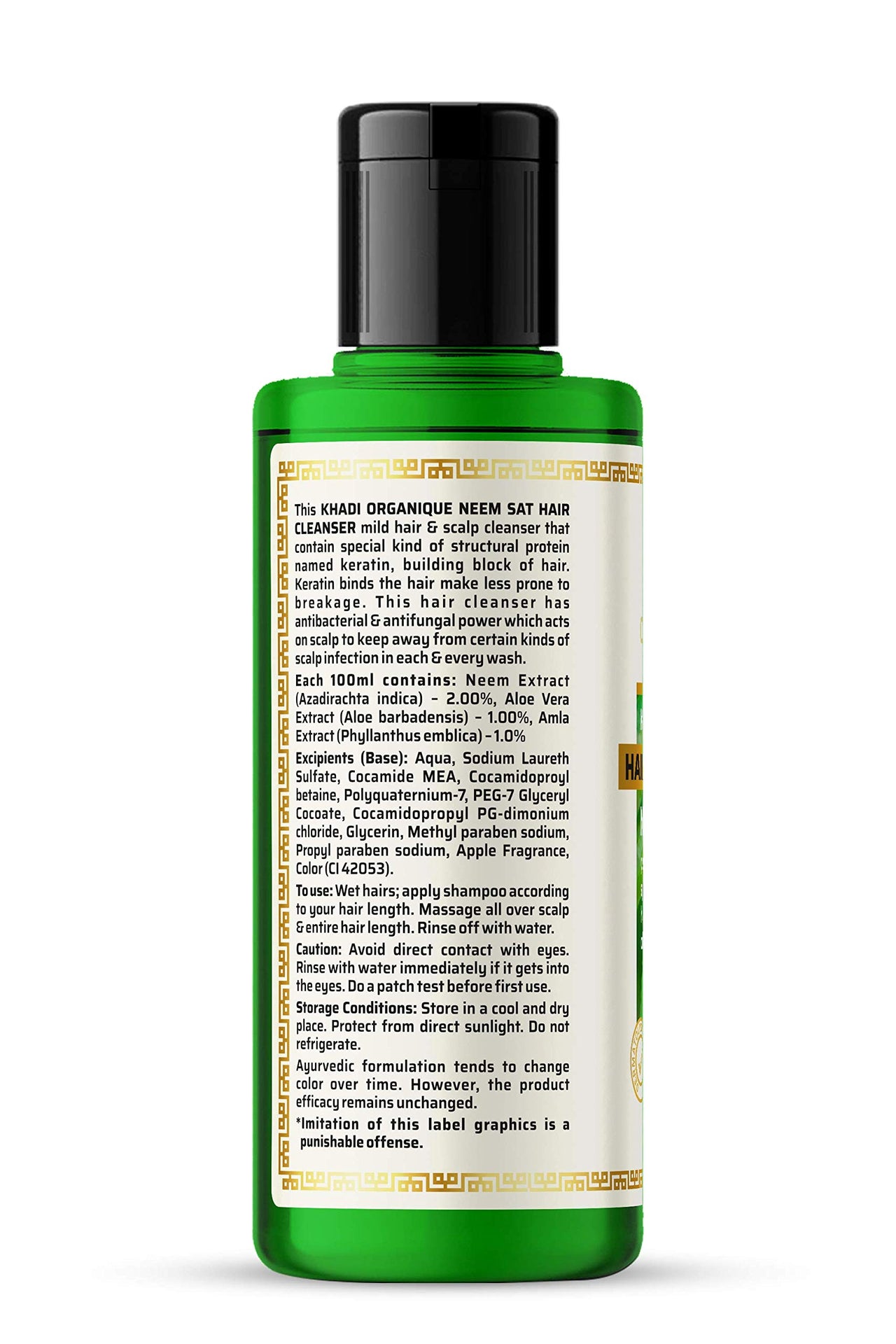 Khadi Organique Neem Sat Hair Cleanser (Shampoo) 630 Ml Pack Of 3