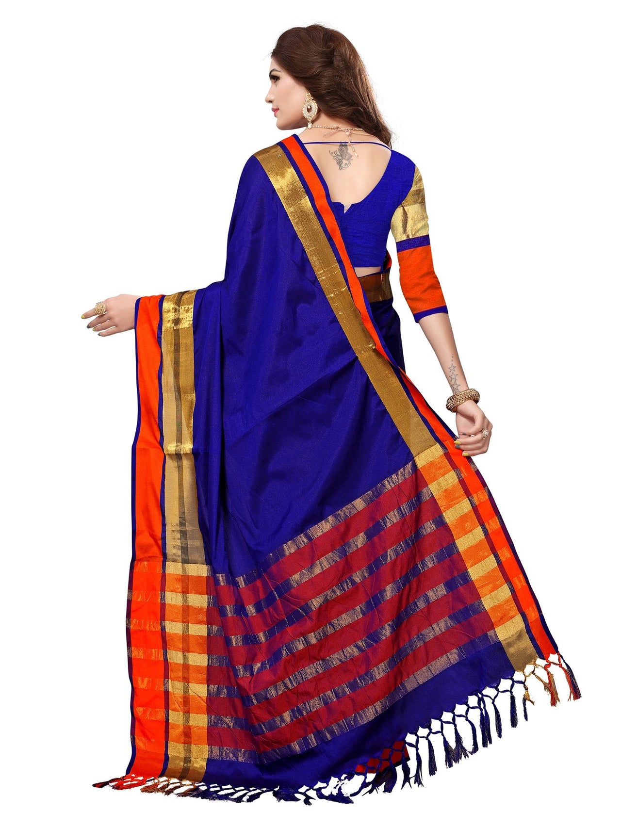 SAREE MALL Women's  Cotton Silk Saree with blouse piece (8AURA8001-parent)
