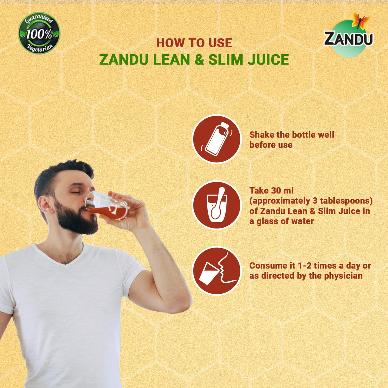Zandu Lean & Slim Juice 500ml| With Honey & Apple Cider Vinegar, Helps Maintain Healthy Weight & Boosts Metabolism | 100% Ayurvedic and Natural