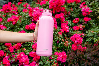 Ello Cooper Vacuum Insulated Stainless Steel Water Bottle with Soft Straw and Carry Loop, Double Walled, Leak Proof, Bubblegum, 40oz