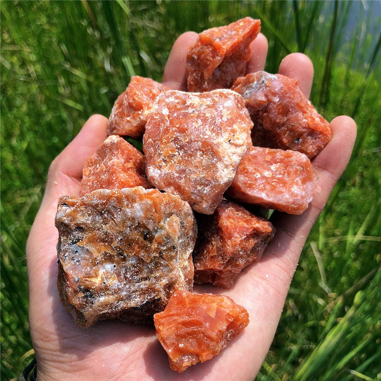 Zenkeeper 1Lb Large Rough Sunstone Bulk Raw Sunstone Crystal Natural Sunstone Chunks Crystals Healing Stones 1 pound - ROUGH