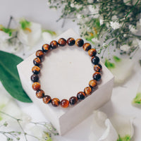 Crystal Vibe 8mm Tiger Eye Bracelet - Elastic Adjustable Crystal Bracelet for Spiritual Healing, Positive Energy – Beaded Bracelet for men women