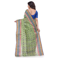dB DESH BIDESH Women`s Traditional Bengal Tant Tri Leaf Woven Design Pure Handloom Cotton Saree Without Blouse Piece