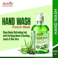 Multani Naturals Neem Aloe Vera Hand Wash 500ml | Gentle Hand Cleanser with Natural Ingredients | 99.9% Germ Protection Liquid Hand Wash