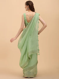 DUNGRANI Women's  Linen Saree With Blouse Piece