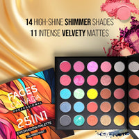 FACES CANADA Professional 25 IN 1 Eyeshadow Palette - Flamboyant, 27.5g | High Shine Shimmer & Intense Velvety Matte Finish | Highly Pigmented | Long Lasting | Smooth Texture | Easily Blendable