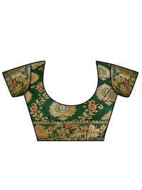 MIMOSA Art silk Wedding saree Kanjivarm Pattu style With Contrast Blouse Color: Orange (4282-65-2D-PCH-BGRN)