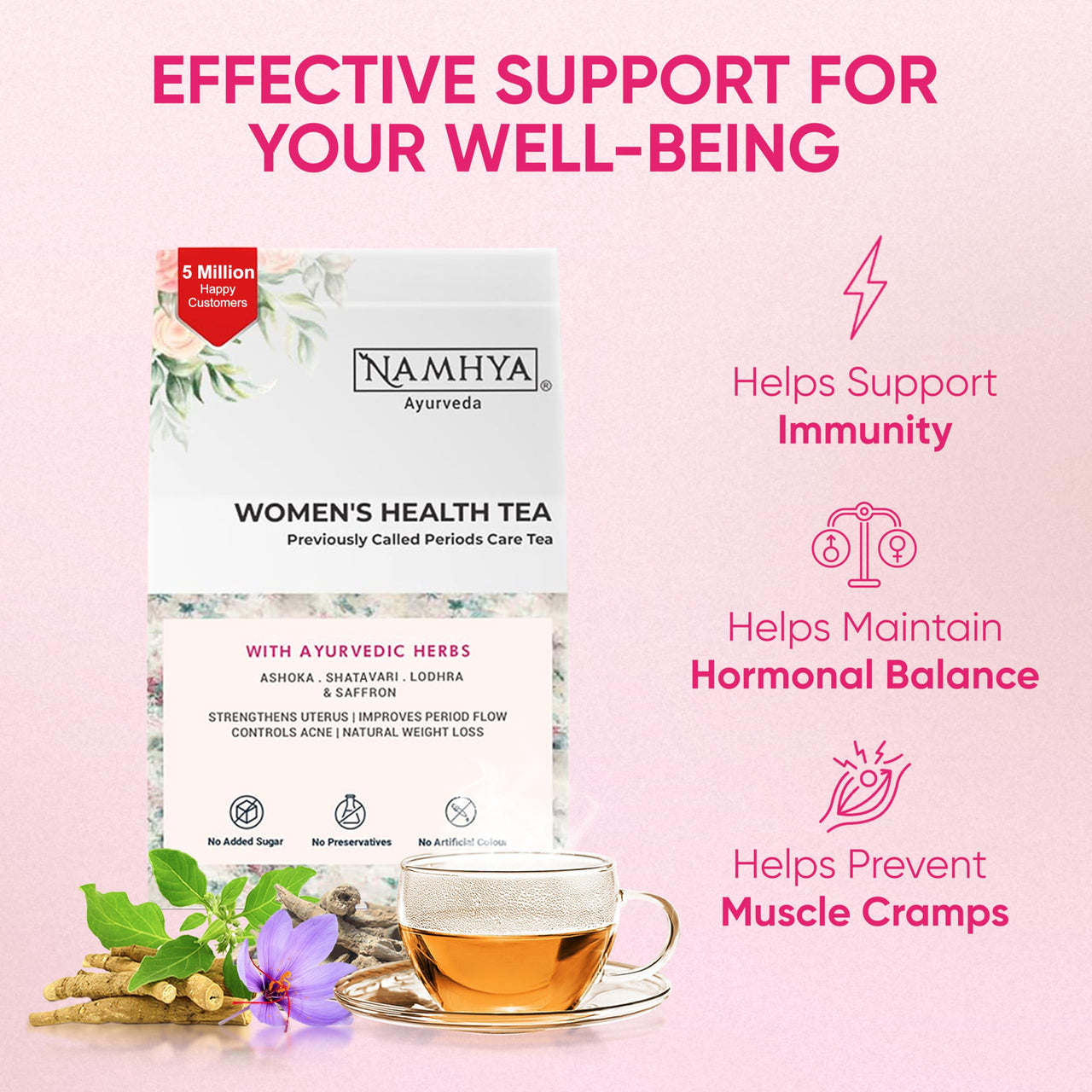 Namhya Pcos Pcod Green Tea | Herbal Tea | PCOS tea for women | Loaded with Natural Ayurvedic Herbs (Shatavari and Ashoka) for Hormonal Balance & Better Period Cycle 3.53 oz (100 Grams) | Mint Powder