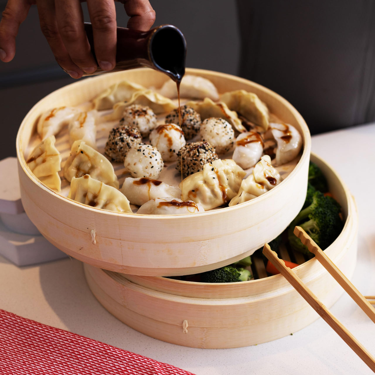 Joyce Chen 2-Tier Bamboo Steamer Baskets, 6-Inch 6 inch