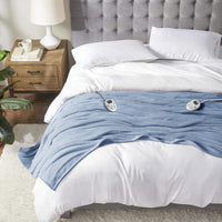 Serta Luxuriously Soft Plush Electric Blanket Fast Heating Cozy Cover, Safety Auto Shut Off Timer, Low EMF, Multi Heat Setting, ETL Certified, Machine Washable, Smoke Grey Throw (50 in x 60 in) 50