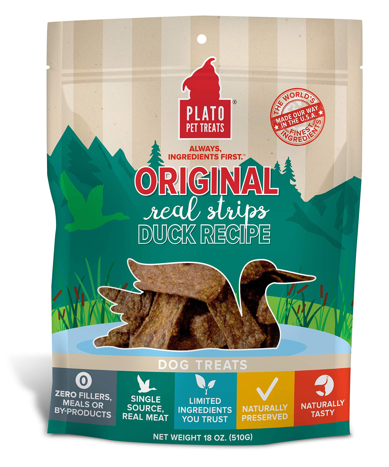 Plato Original Real Strips Duck 18oz 1.13 Pound (Pack of 1)