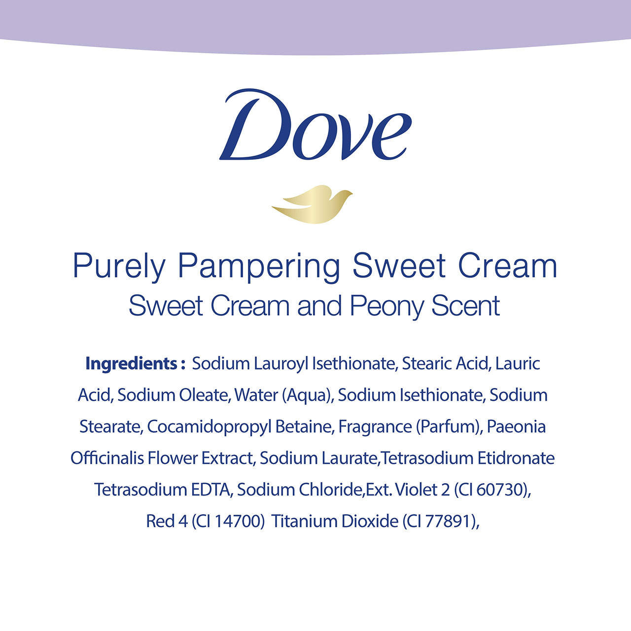 Dove Purely Pampering Beauty Bar for Softer Skin Sweet Cream & Peony More Moisturizing Than Bar Soap 3.75 oz 6 Bars