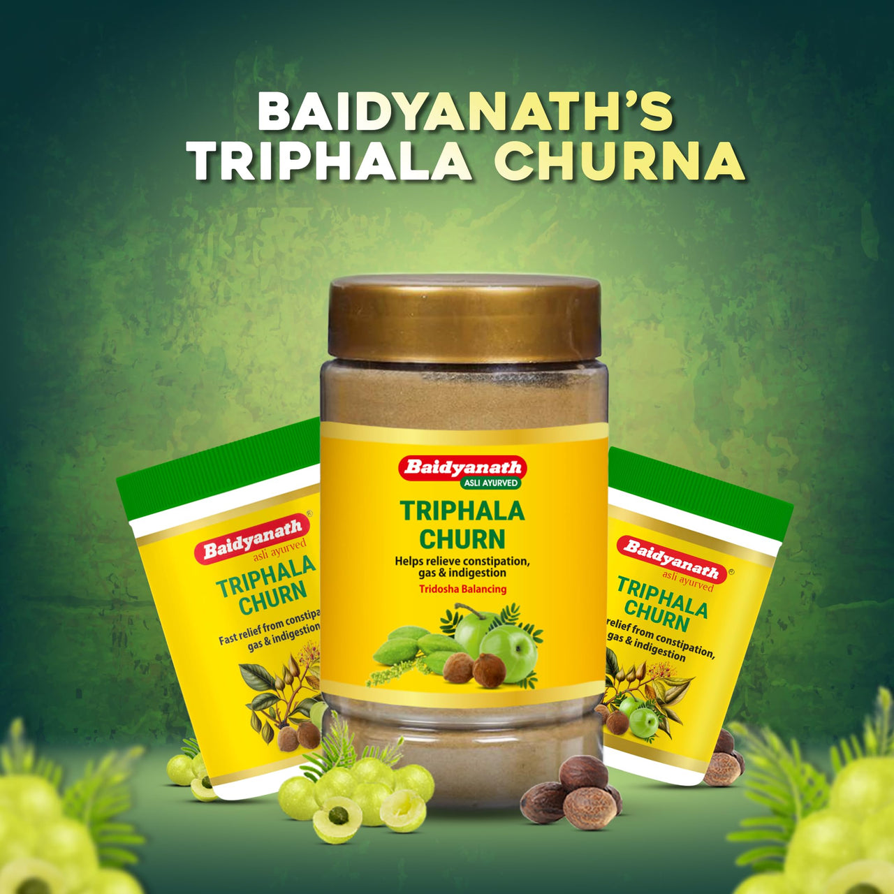 Baidyanath Asli Ayurved Triphala Churna | Helps Relieve Constipation | Quick Acidity & Gas Relief | Enriched With Amla - 500Gms (Pack Of 2)