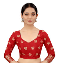 SATYAM WEAVES Women’s Daily/Party/Wedding/Casual Wear Rapier Jacquard Banarasi Cotton Silk Saree With Jacquard Designed Unstitched Blouse Piece